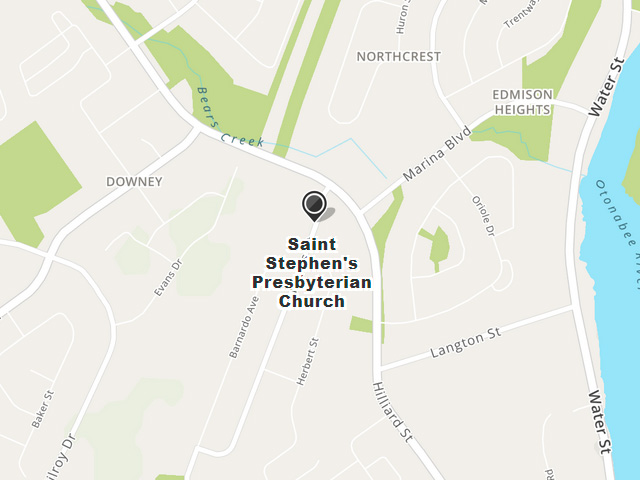 Map showing the location of St. Stephen's Church